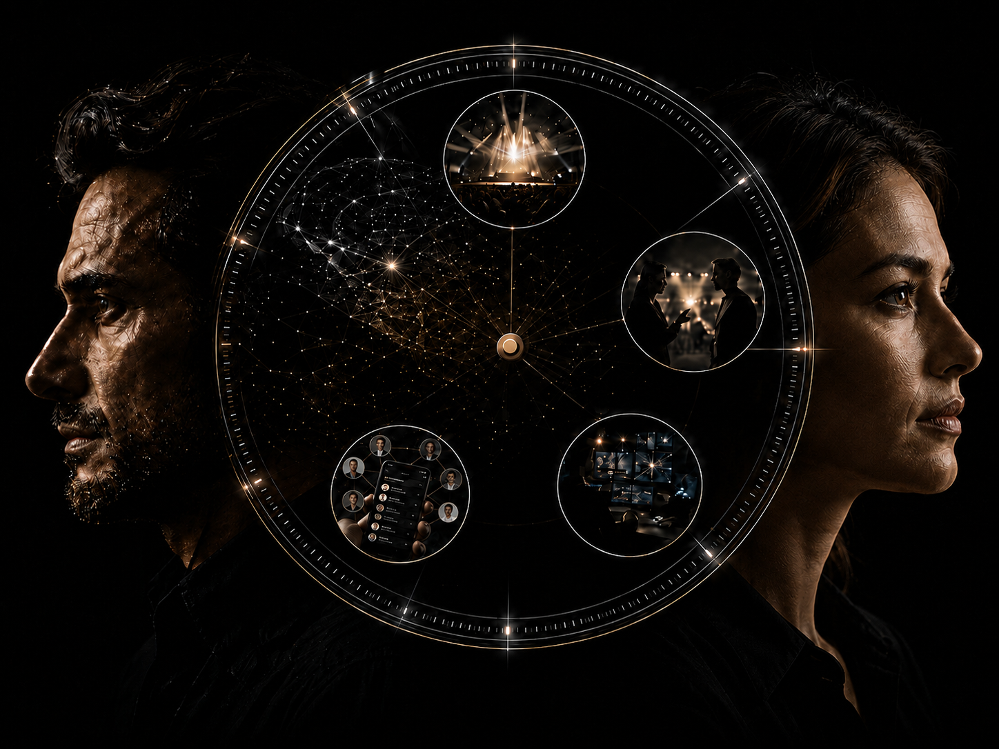 Key visual de ARS Headhunting con dos perfiles y composición de reloj.